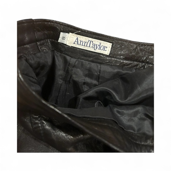Vintage Ann Taylor Genuine Leather Pencil Skirt Black Size 8 - Picture 2 of 3